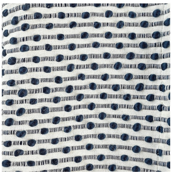 Cream Navy Blue Farmhouse Modern Chic Cozy Cute Textured Polka Dot Throw Blanket - Picture 2 of 7